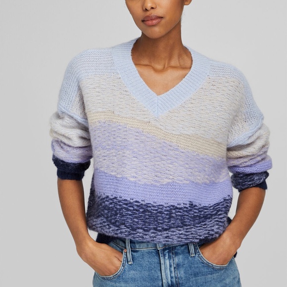 Float Jacquard V-Neck Sweater - Brand New - NEVER WORN - Blue Mix - Picture 1 of 5